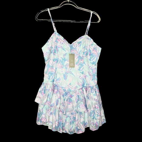 Wild Fable Womens Slip Dress Size Large Drop Waist 80s Fairy Flouncy Pink Blue - Picture 3 of 10